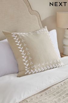 Light Natural 59 x 59cm Embroidered Border Cushion (954229) | OMR10