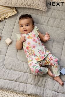 Sage Green Floral Baby Short Sleeve Top And Leggings Set (954236) | NT$440 - NT$530