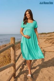 JoJo Maman Bébé Green Spot Shirred Maternity Midi Dress (954261) | 66 €
