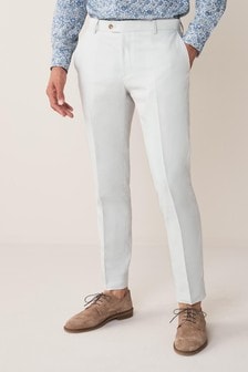 Kredasto bela - Ozka obleka iz mešanice lanenega platna: hlače (954342) | €6