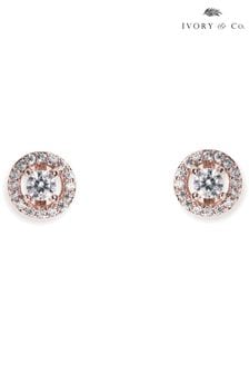 Ivory & Co Rose Gold Balmoral Crystal Dainty Earrings (954437) | kr460