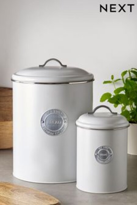 Set of 3 Grey Badge Bread Bin & Treat Tin Storage Tins (954604) | €36
