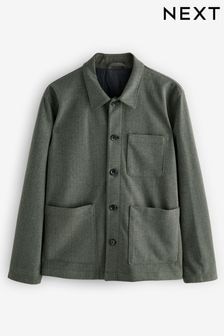 Khaki Green Smart Herringbone Shacket (954789) | $85