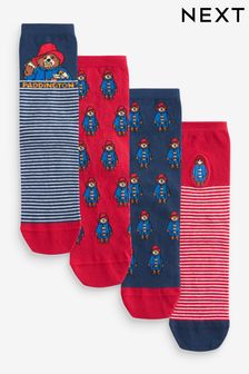 Navy Blue/Red Paddington Bear Ankle Socks 4 Pack (954957) | AED48