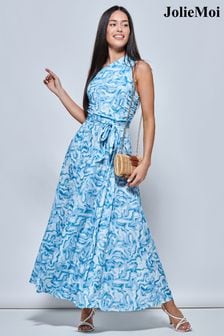 Jolie Moi Blue Marble Print One Shoulder Maxi Dress (954982) | €51