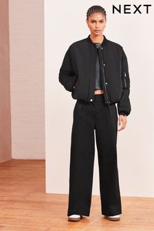 Pleat Front Wide Leg Chino Trousers