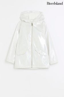 River Island White Girls Glitter Rain Coat (955859) | OMR18 - OMR24