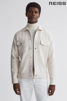 Reiss Ecru Chez Textured Cotton Twin Pocket Overshirt (956407) | $312