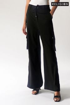 Negro - Pantalones cargo de pernera ancha en satén mate Energy de Religion (956723) | 85 €