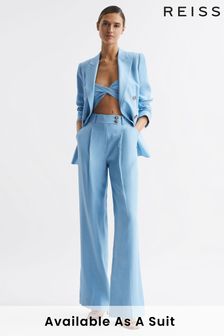Синий - Широкие льняные брюки Reiss Hollie (956764) | €271