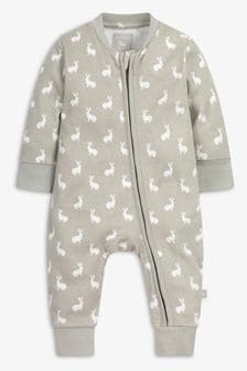 The Little Tailor Baby Front Zip Easter Bunny Print Soft Cotton Sleepsuit (956823) | €30