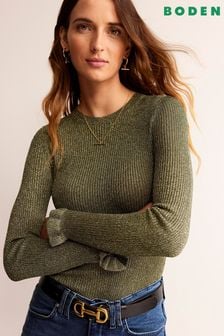 Boden Gold Sparkle Rib Party Jumper (956846) | €39