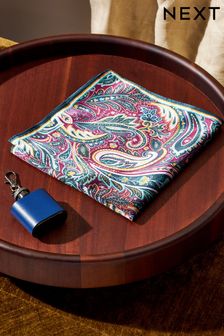 Silver Blue Hip Flask and Pocket Square Gift Set (956929) | $28