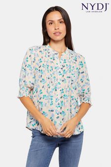 Бежевая блузка со сборками и короткими рукавами Nydj (957031) | €75