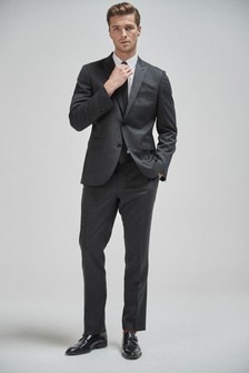 Charcoal Grey Jacket Twill 100% Wool Tailored Fit Suit (957039) | 26 €