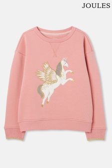 Joules Mackenzie Pink Embroidered Artwork Crew Neck Sweatshirt (957843) | CA$81 - CA$90