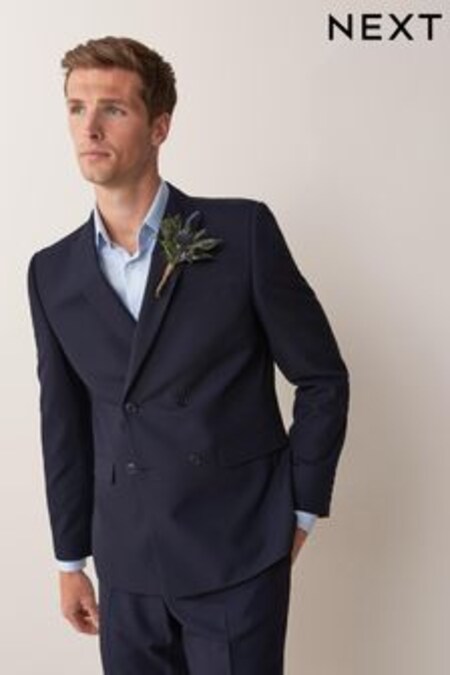 Navy Blue Double Breasted Slim Two Button Suit (958503) | 77 €