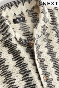 Black/White Short Sleeve Textured Cotton Rich Shirt (3mths-7yrs) (958775) | 72 SAR - 84 SAR
