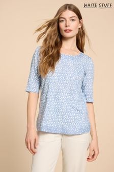 White Stuff Blue Weaver Jersey Top (959978) | AED255