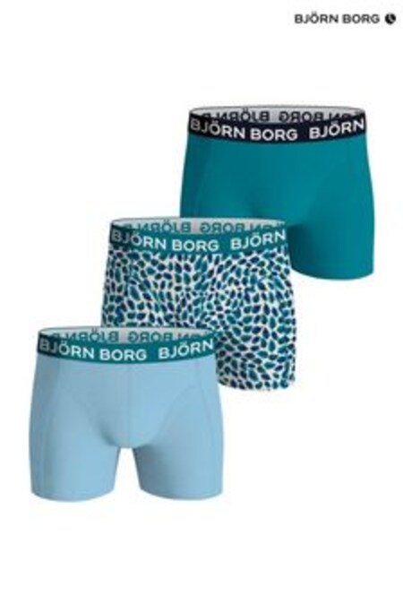 Bjorn Borg Blue Teal/Patterned Cotton Stretch Boxer 3 Pack (959987) | $66