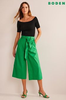 Zelena - Široke odrezane hlače s pasom Boden (960321) | €81
