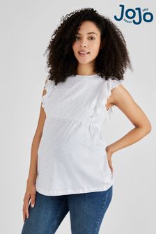 JoJo Maman Bébé White Broderie Anglaise Maternity Top (960411) | AED144