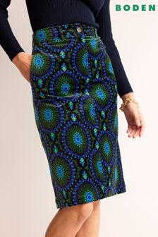 Boden Black Margot Velvet Midi Skirt (960515) | €142