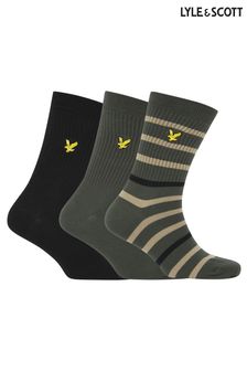 Lyle and Scott Fabian Rib Stripe Black Socks 3 Pack (960663) | €12