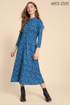 White Stuff Blue Petite Rua Jersey Shirt Dress (960698) | LEI 434