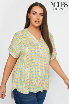 Yours Curve Green Half Placket Blouse (960725) | $43