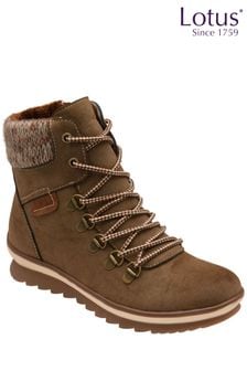 Lotus Brown Zip-Up Ankle Boots (960949) | $103