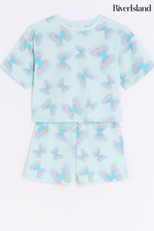 River Island Blue Girls Butterfly Pyjama Set (961154) | KRW29,900 - KRW38,400