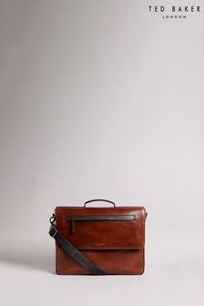 Ted Baker Brown Leather Webbing Wax Leather Mix Satchel Bag (961582) | €250