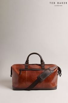Ted Baker Natural Leather Webbing Wax Leather Mix Holdall (961663) | R4,950