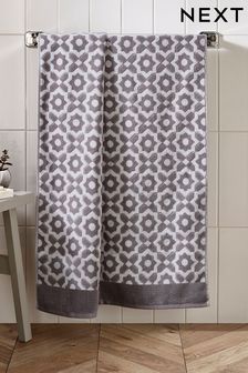 Grey Tile Geo Towel 100% Cotton