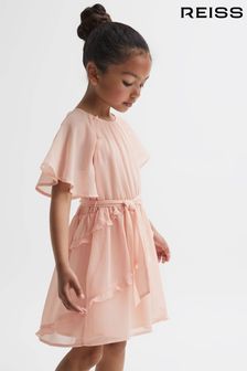 Reiss Pink Aubrey Junior Belted Frill Dress (961921) | SGD 165