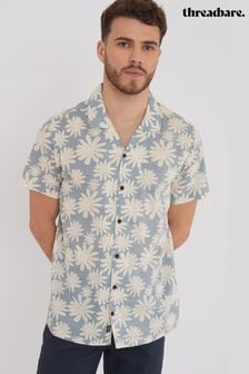 Threadbare Blue Short Sleeve Floral Print Cotton Shirt (962233) | $38