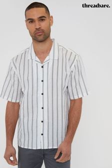 Threadbare White Short Sleeve Tropical Leaf Print Shirt (962262) | kr338