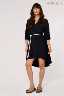Apricot Black Touch of Linen & Cotton V-neck Rope Belt Dress (962273) | NT$1,870