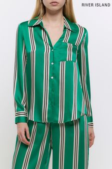 River Island Green Stripe Satin Shirt (962330) | €14.50
