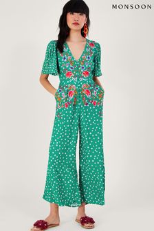 Monsoon Green Rori Embroidered Jumpsuit In Sustainable Viscose (962382) | 347 zł