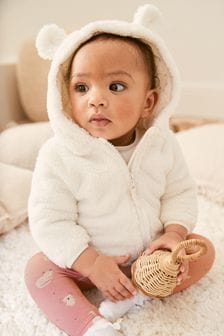 Alb - Jachetă confortabilă din fleece cu model urs pentru bebeluși (0 luni - 2 ani) (962548) | 124 LEI - 132 LEI
