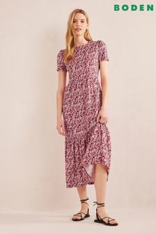 Boden Red Tiered T-Shirt Midi Dress (962642) | €51