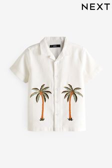 白色 - 短袖刺繡襯衫 (3-16歲) (962664) | NT$580 - NT$800
