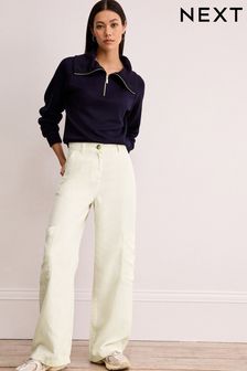 Бежевый/белый - Широкие льняные брюки-карго Tencel™ Blend (963159) | €44