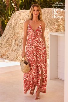 Friends Like These Red Petite Strappy Sweetheart Neckline Maxi Dress (963367) | LEI 251