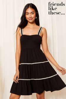 Friends Like These Black Strappy Tiered Mini Dress (963816) | SGD 56