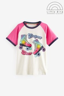 Little Bird by Jools Oliver Ecru/Pink Short Sleeve Raglan Colourful T-Shirt (964175) | €14 - €17.50