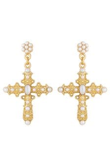 Lipsy Jewellery Gold Tone Cross Earrings (964578) | $29