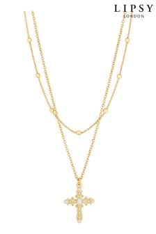 Lipsy Jewellery Gold Tone Layered Cross Pendant Necklace - Gift Boxed (964643) | 159 SAR